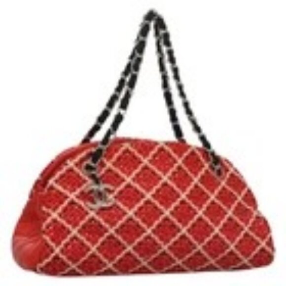 CHANEL Wild Stitch Chain Shoulder Bag Leather Red Silver CC Auth 136107 - Picture 1 of 16